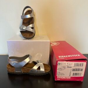Birkenstock Rio Kids Electric Metallic Silver Birko-Flor 11 US Child - Used